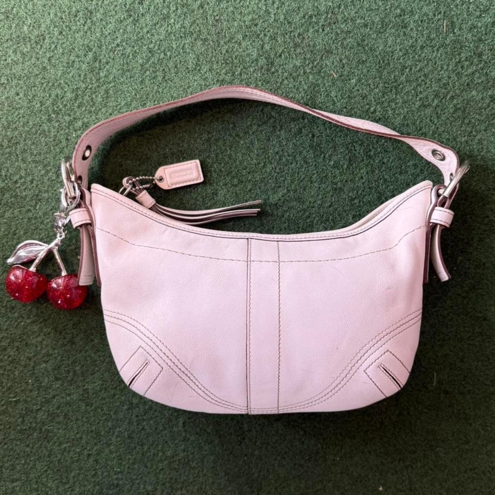 Vintage Coach Y2K mini hobo shoulder bag  white leather with silver hardware